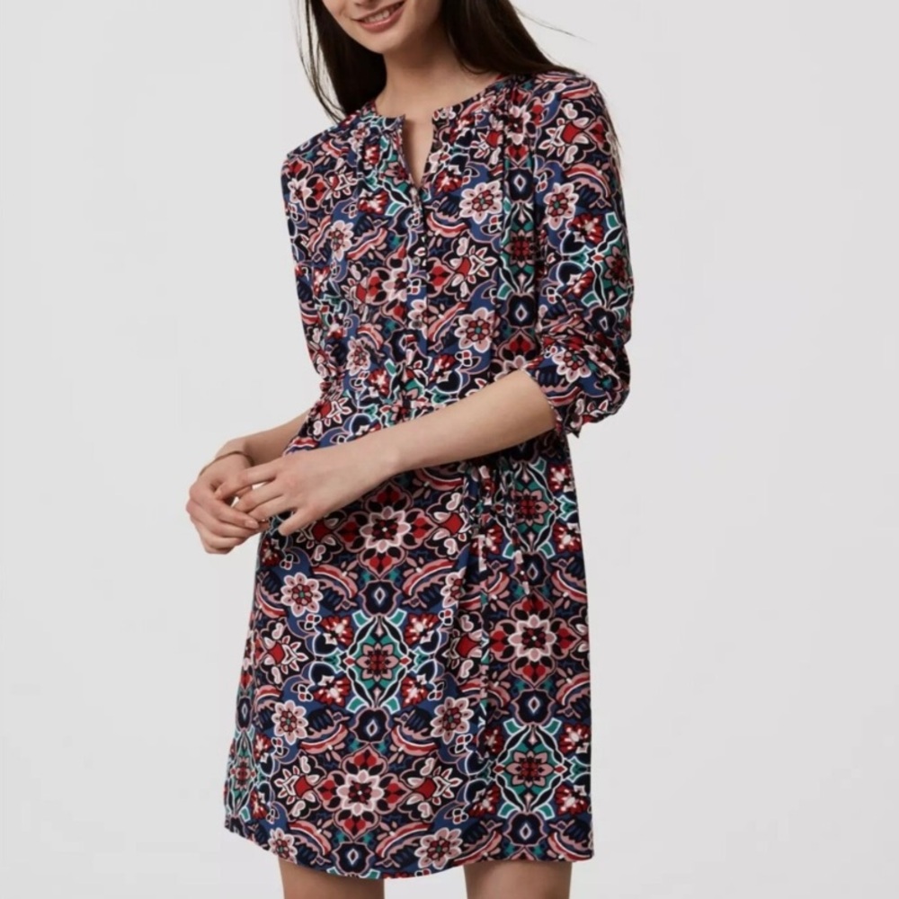 LOFT Women's Stained Glass Print Shirtdress